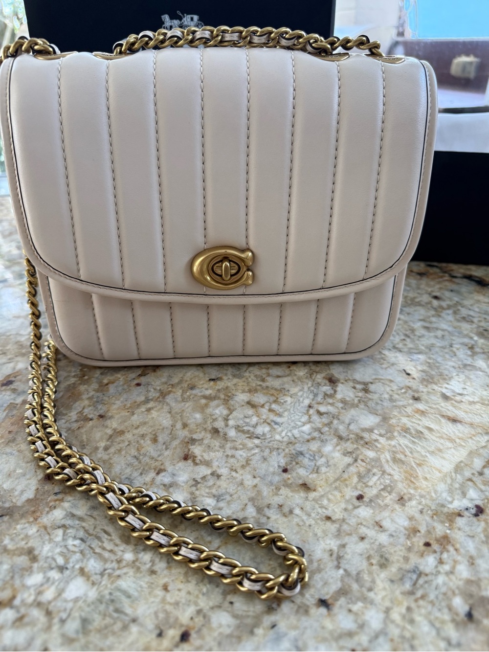 Quilted Coach Madison Shoulder Bag with Gold Chain - Excellent Condition